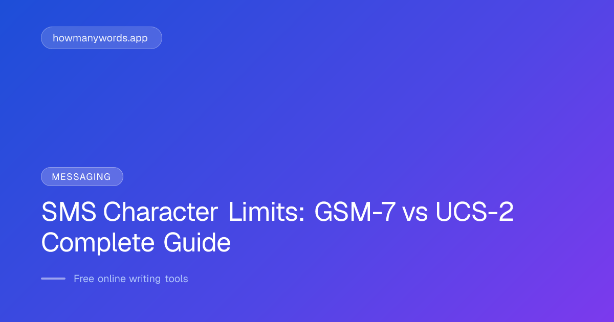 SMS Character Limit 2026: 160 (GSM-7) vs 70 (Unicode/Emoji)