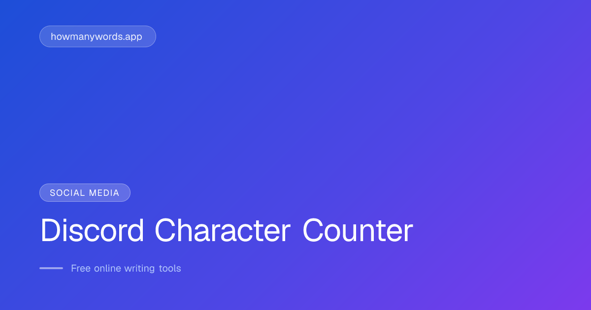Discord Character Counter - Message, Embed, Channel Limits